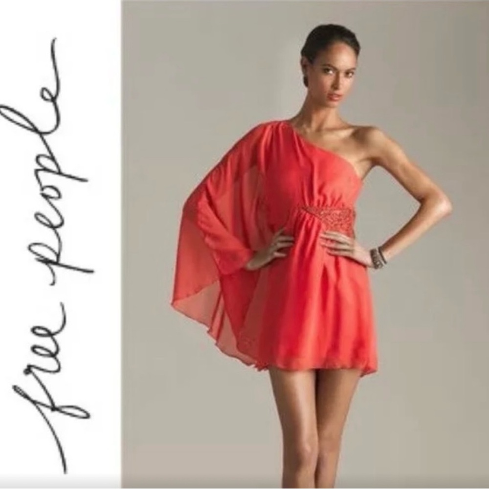 Coral one shoulder Free People Dress